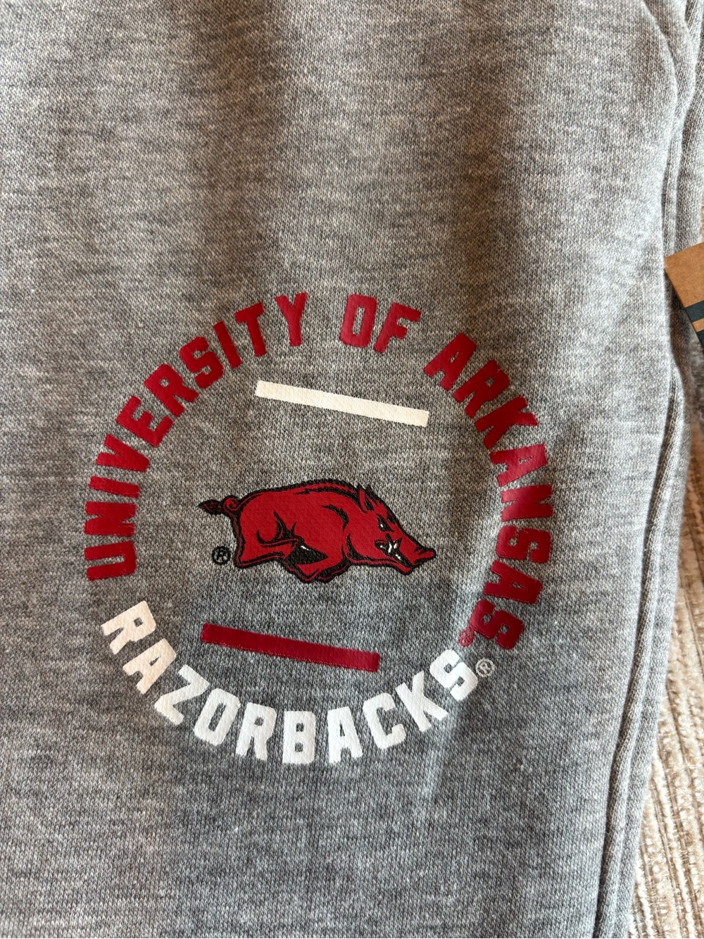 NWT Arkansas razorbacks gray fleece jogger sweatpants men’s medium 32-34
